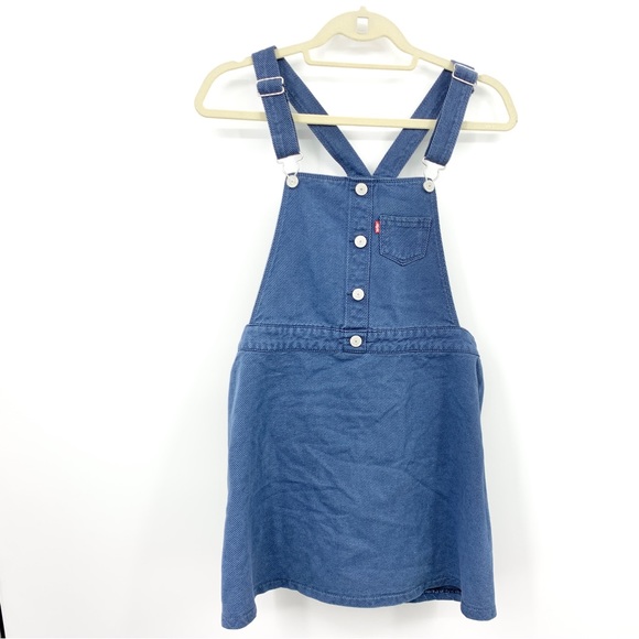 Levis Kids Girls Size XL Dress Overalls Bib Jumper Blue Cotton Denim Jean Adjust - Picture 1 of 7
